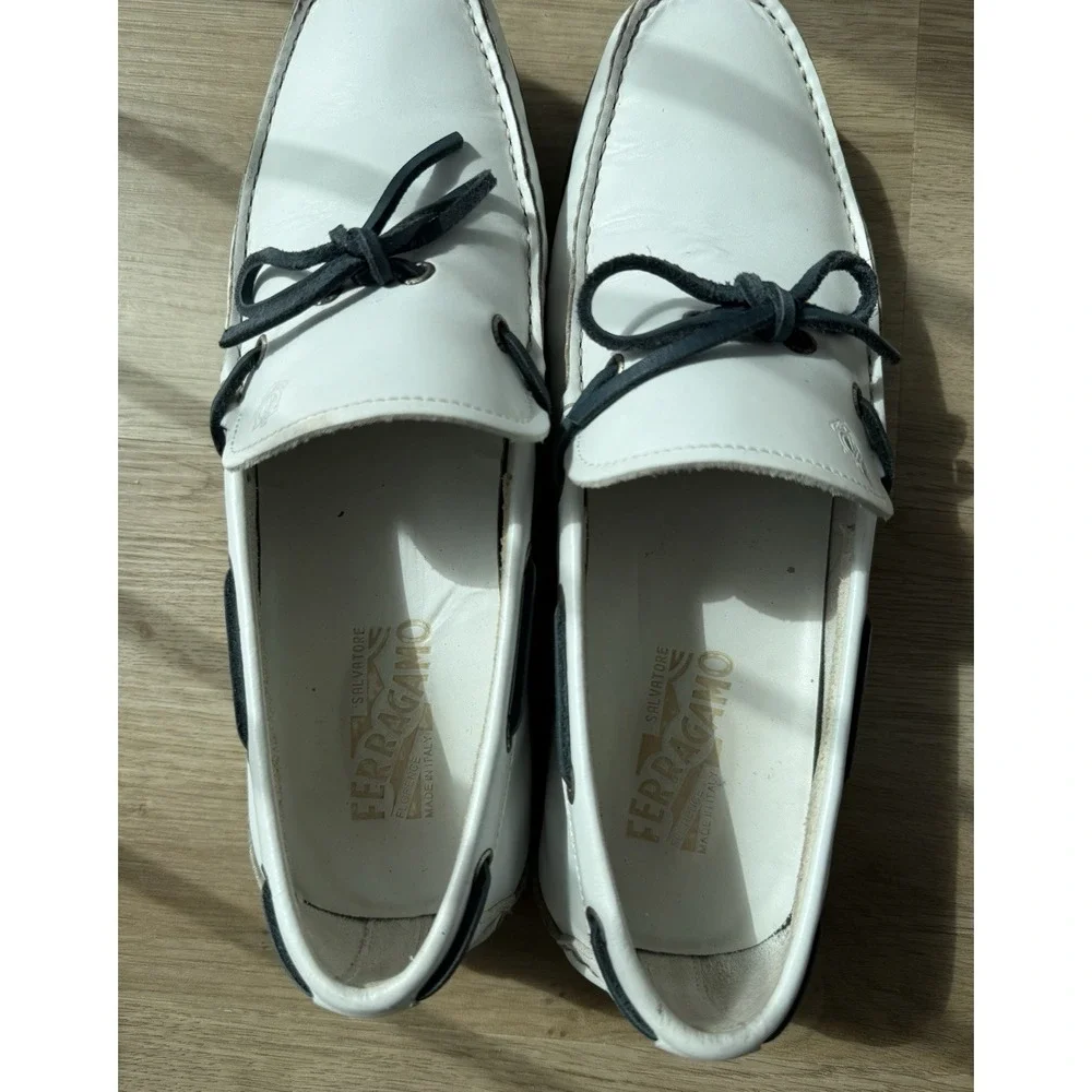 Salvatore Ferragamo Men's Shoes White‎ Blue Size 9.5 US with No box